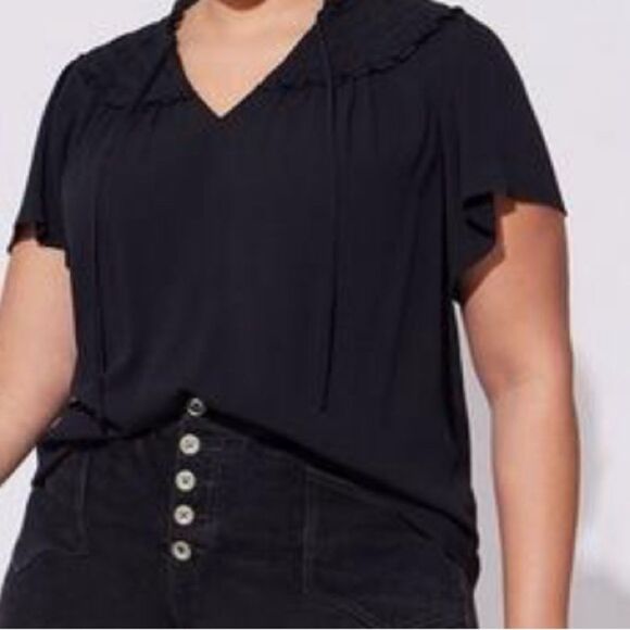 Torrid Black Ruffle Top - 3X - NWT - Picture 2 of 7